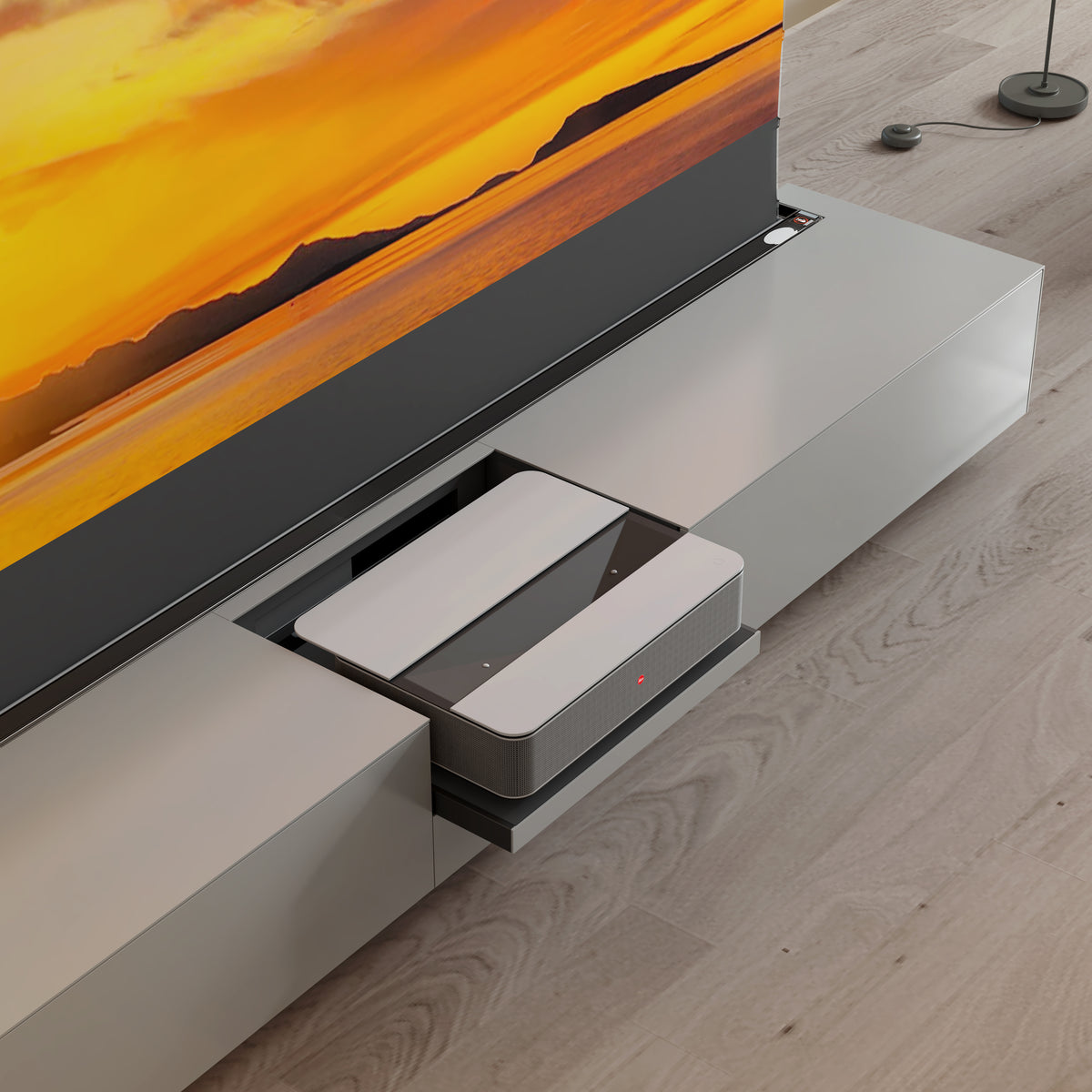 NothingProjector Smart Motorized Laser TV Cabinet in Gray (Pre-Assembled)
