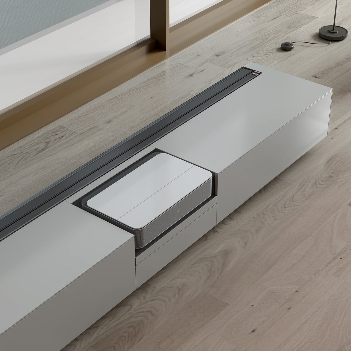 NothingProjector Smart Motorized Laser TV Cabinet in Gray (Pre-Assembled)