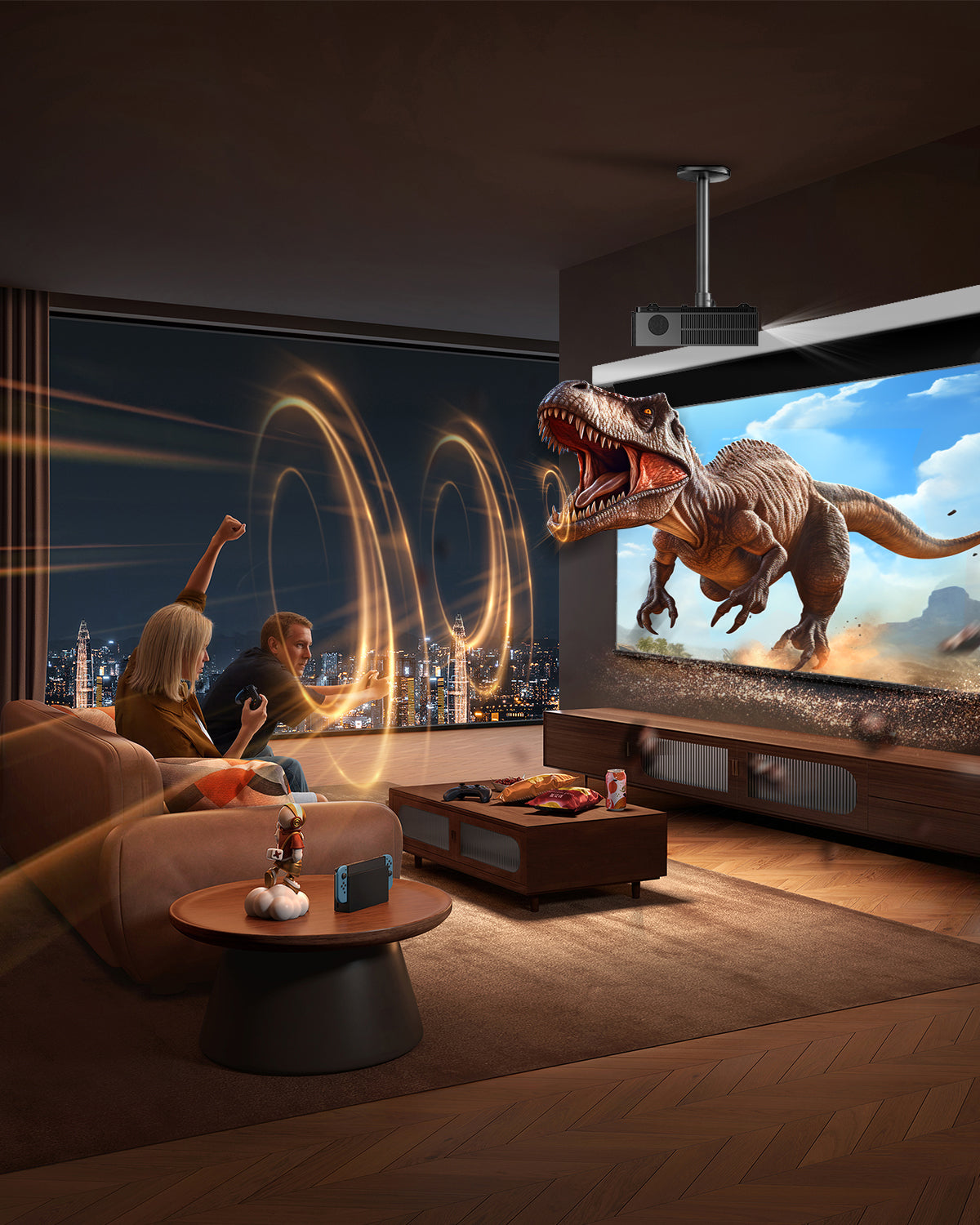 Nothingprojector motorized ALR ust projector screen with 3D compatibility - immersive home theater visual effects