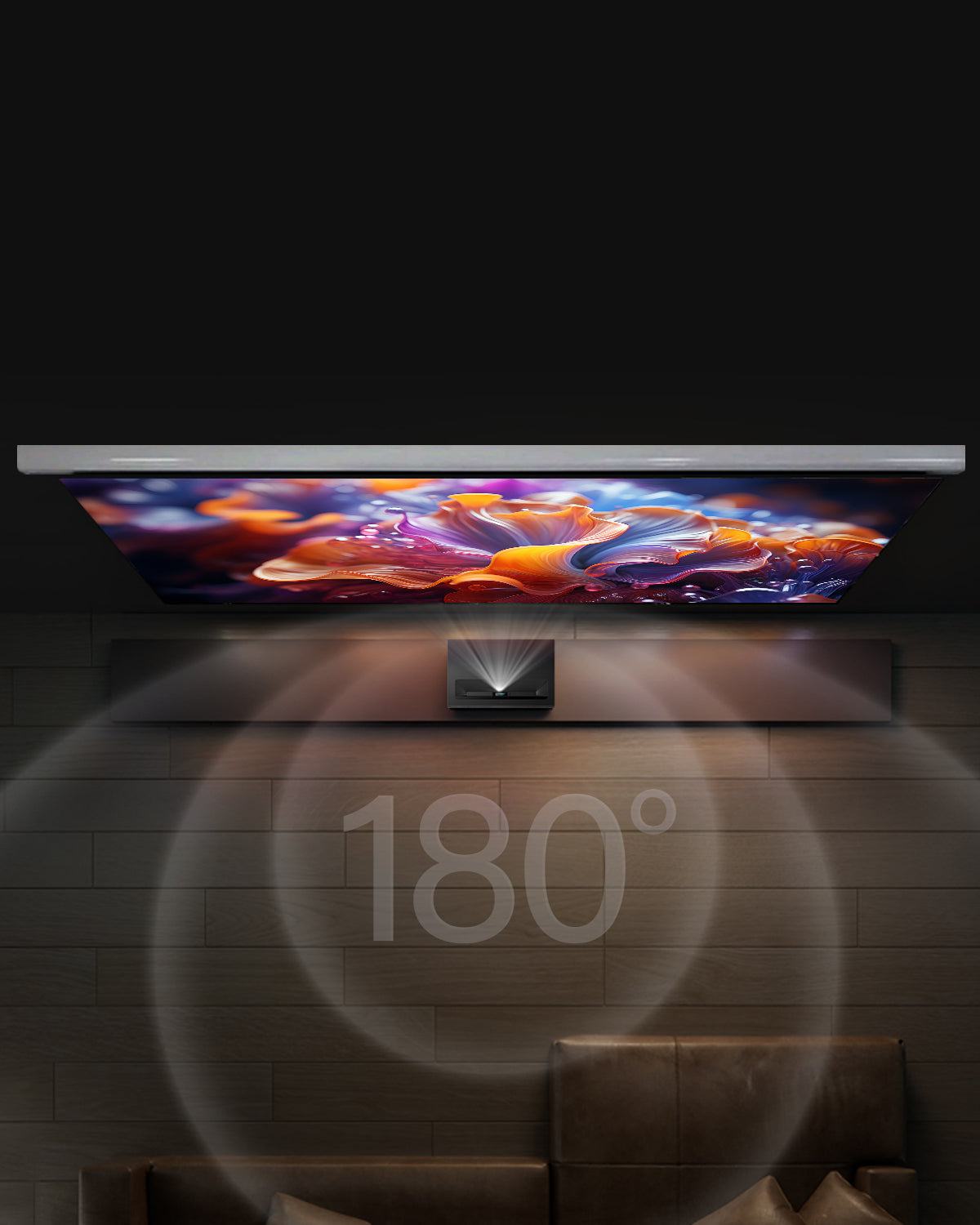 Black Series motorized drop-down ALR projector screen with 180° wide viewing angle - clear picture from every seat