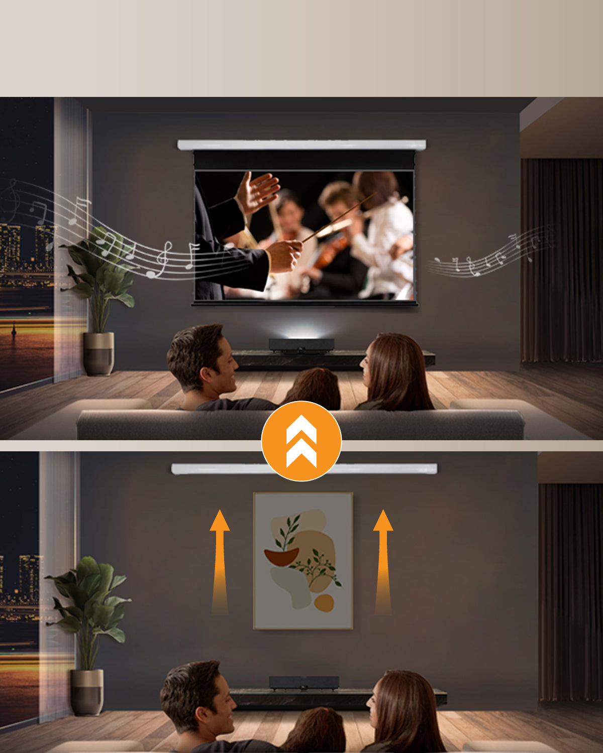 NP Black Series motorized UST ALR screen retractable space-saving design rolls up smoothly tidy space