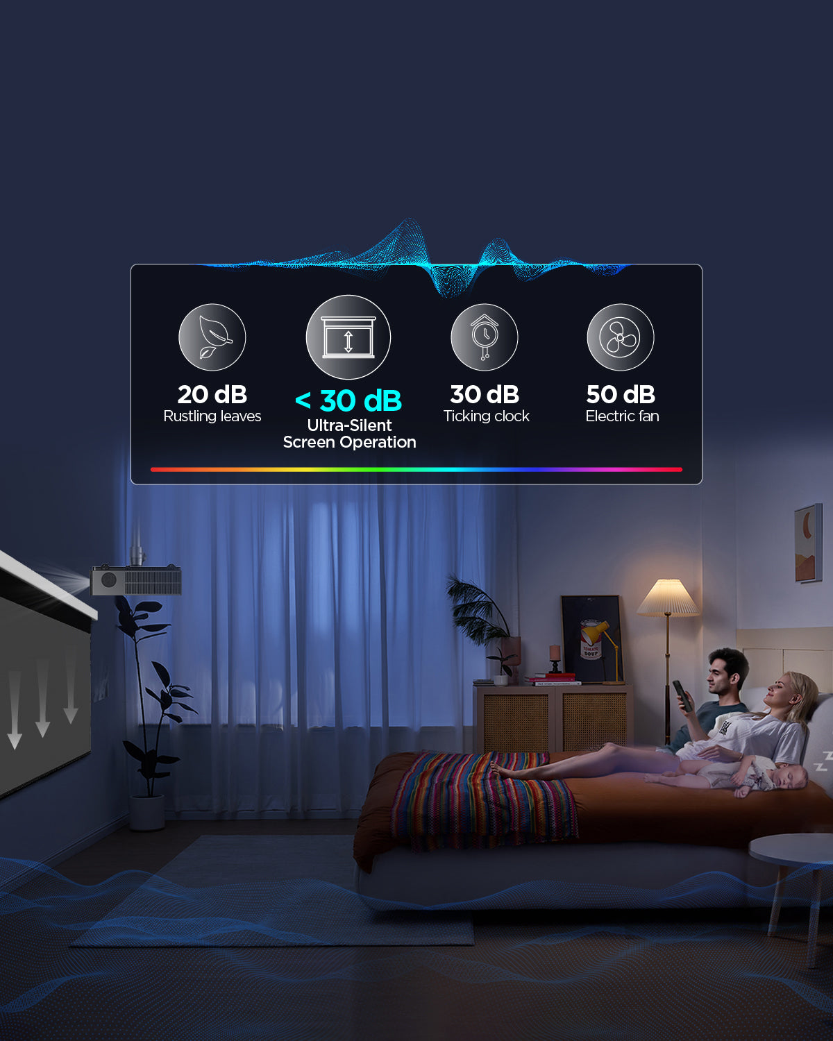 NP Black Series motorized ALR screen with ultra-quiet 30dB motor for UST projectors