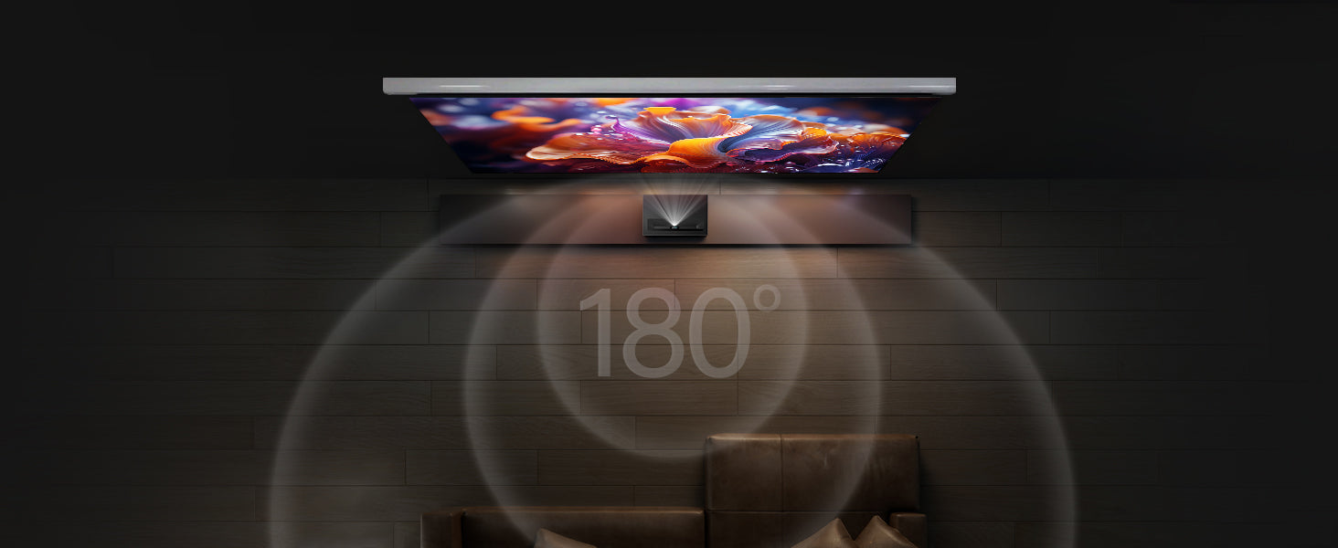 Black Series motorized drop-down ALR projector screen with 180° wide viewing angle - clear picture from every seat