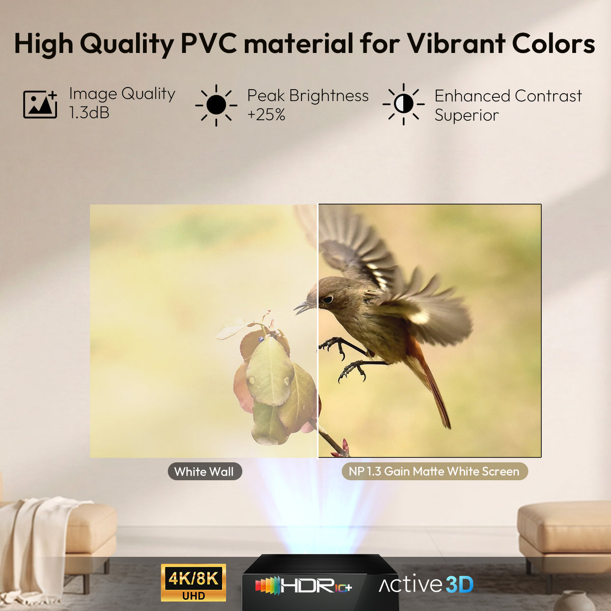 100''-120'' NothingProjector Matte White Fixed Frame Screen For Long/Short/UST Projector