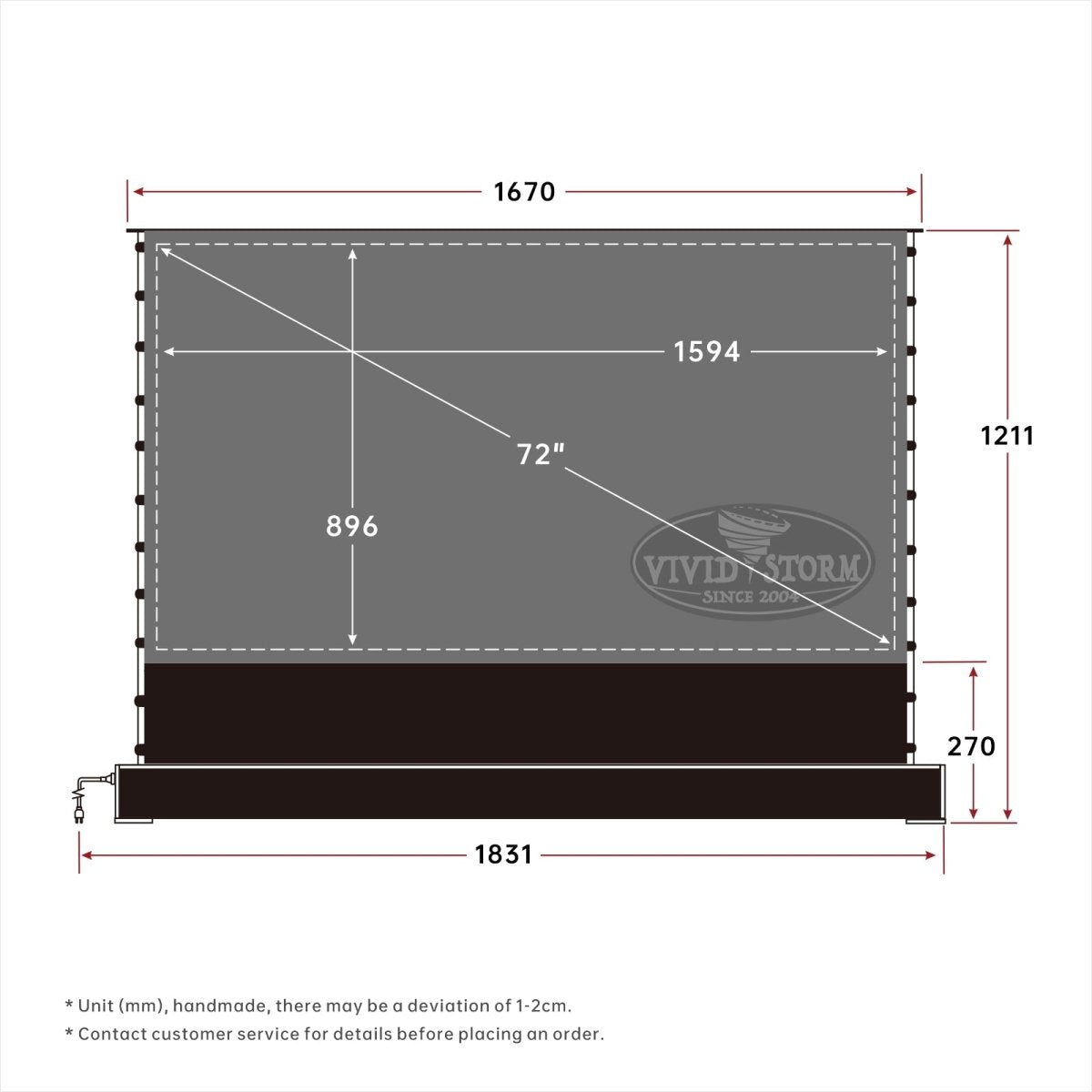 72"-120" VIVIDSTORM S PRO P Motoriseret 4K HD 3D Floor Rising UST ALR Projektorskærm