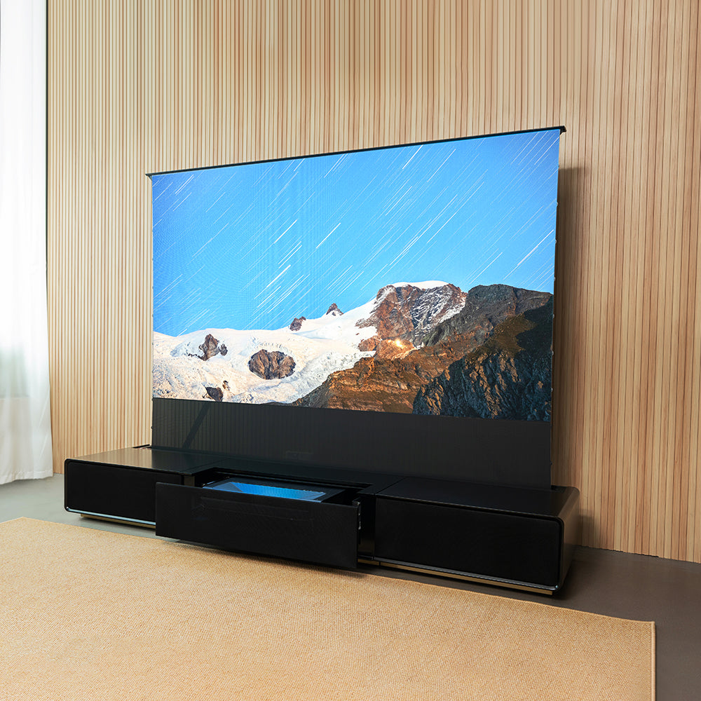 Pre-assembled Matte laser TV Cabinet with floor rising screen