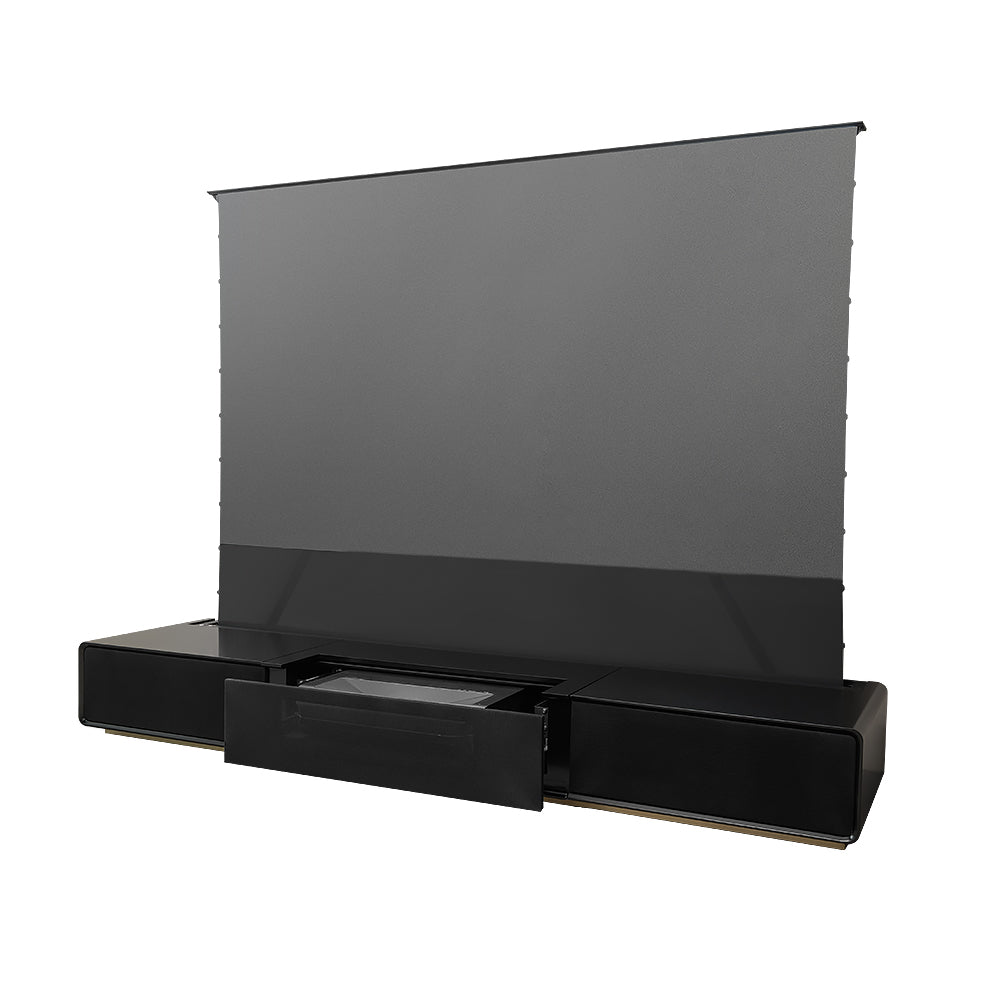 Black Matte TV Stand for UST Projector with motorized ALR screen