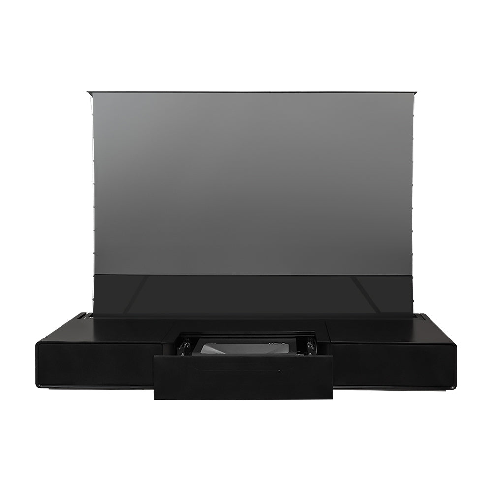 Black Matte TV Stand for UST Projector with motorized ALR screen