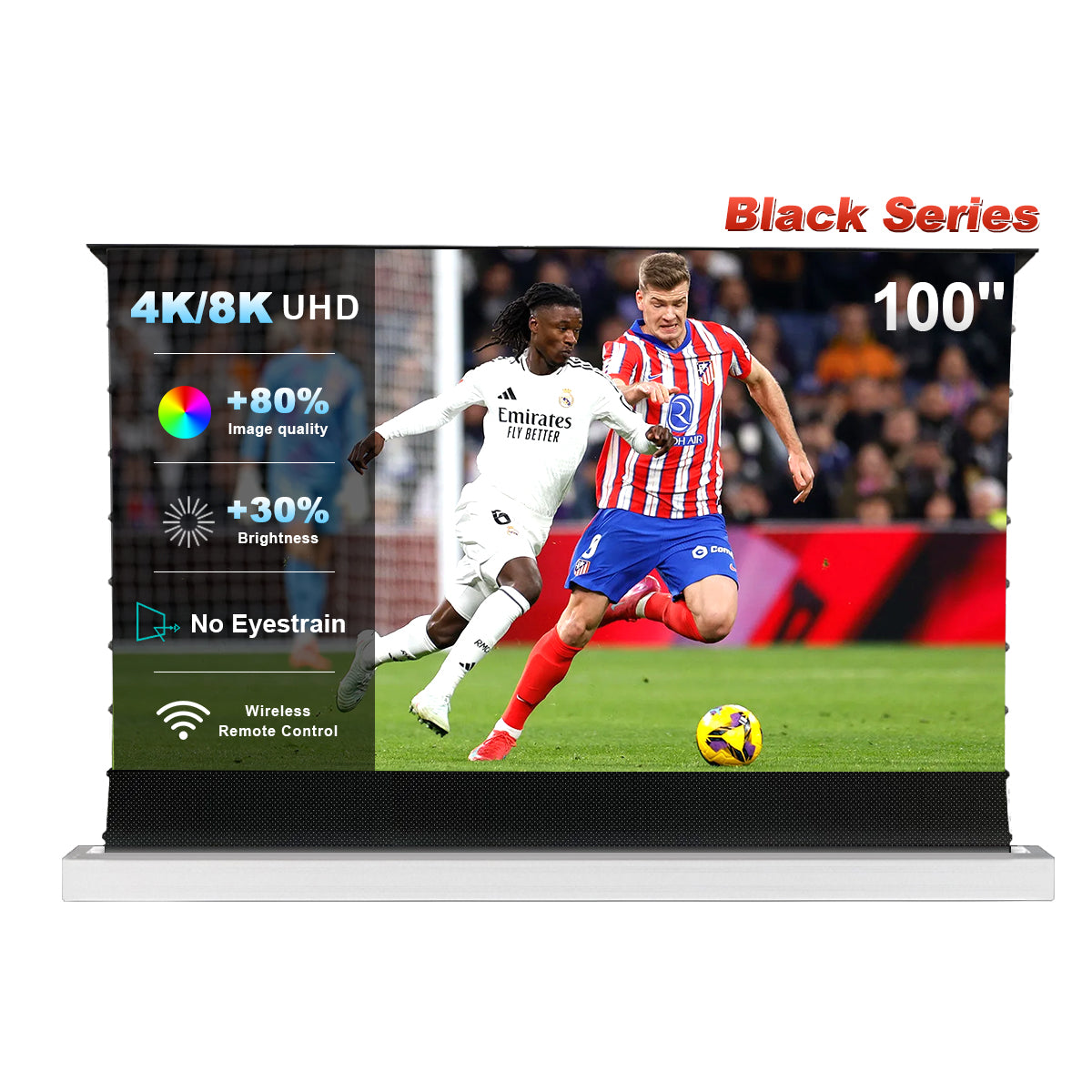 84''-130'' Nothing Projector Black Series Motorisé Motorisé Du Sol Écran Pour un Long Lancer Vidéoprojecteurs