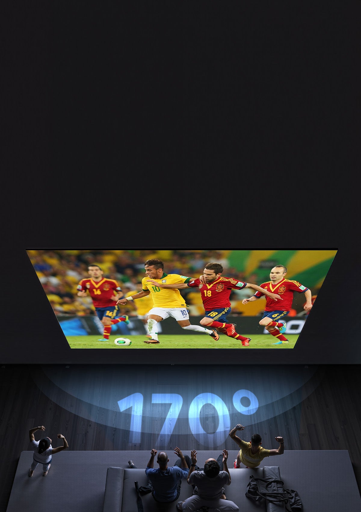 NP 132-inch UST ALR screen with 170° ultra-wide viewing angle for bright and vivid images from anywhere in the room.