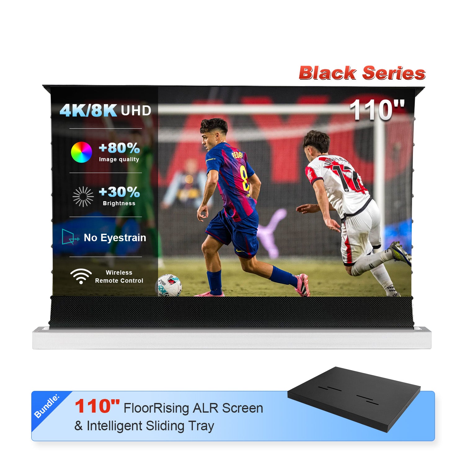 110" NP Black Series ALR Motorized Floor Rising Screen + Intelligent Sliding Tray (Bundle)