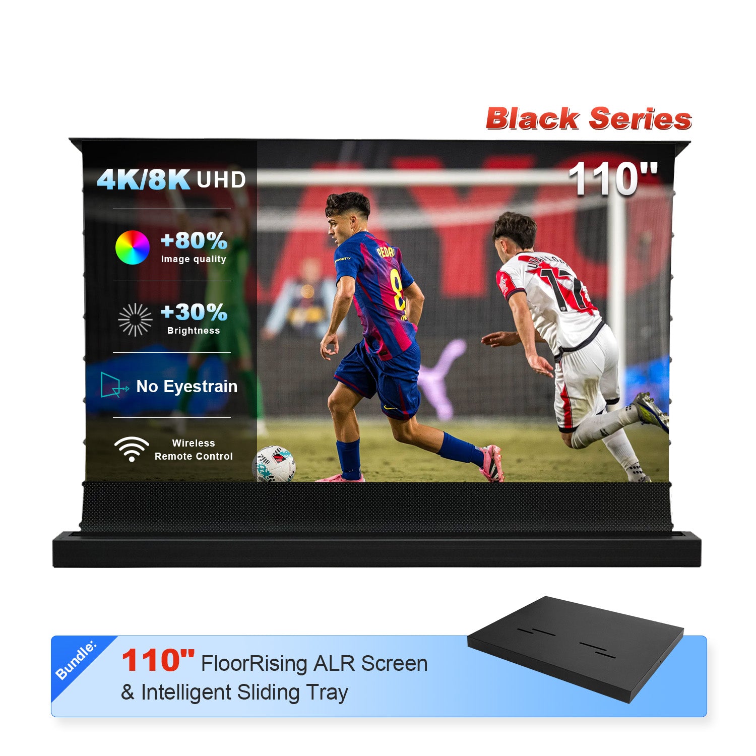110" NP Black Series ALR Motorized Floor Rising Screen + Intelligent Sliding Tray (Bundle)