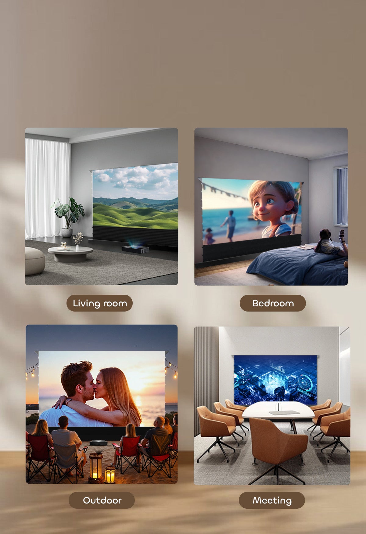 NP Black Series ALR Motorized Floor Rising Screen enables bright-space projection in home theaters offices and public presentations with ambient light-resistant durability