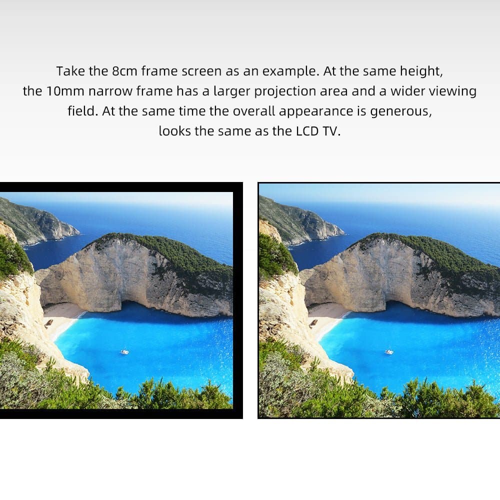 NothingProjector Fresnel Projection Screen 10mm Narrow Frame Wider Viewing Field Sleek Like LCD TV