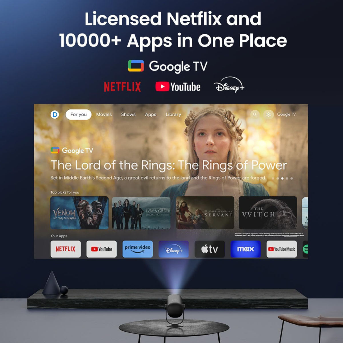 Dangbei Freedo Portable 1080p Google TV Vidéoprojecteur Avec Netflix sous licence