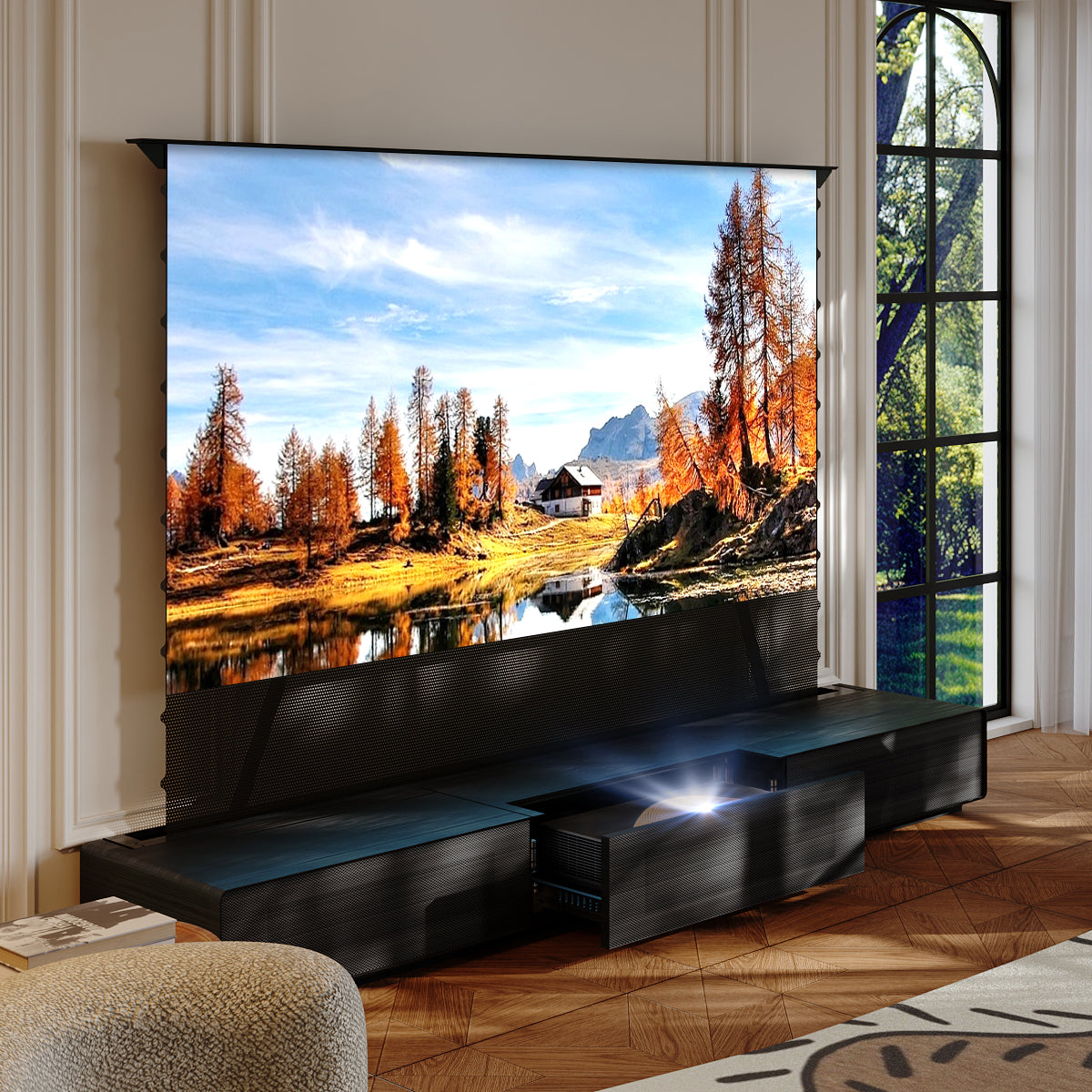 (Bundle) AWOL VISION LTV-3000/3500 PRO + Black Series Motorized ALR Screen + Laser TV Cabinet