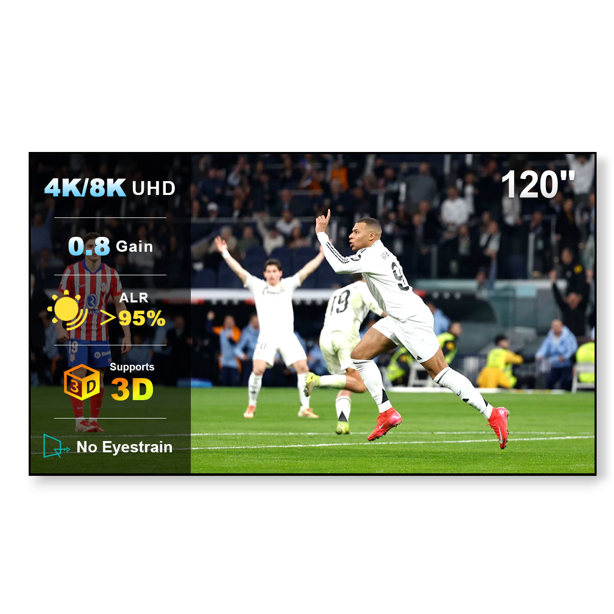 100"-130" Nothing Projector 4K lenticulaire ALR Vidéoprojecteur Écran pour un long lancer Vidéoprojecteurs