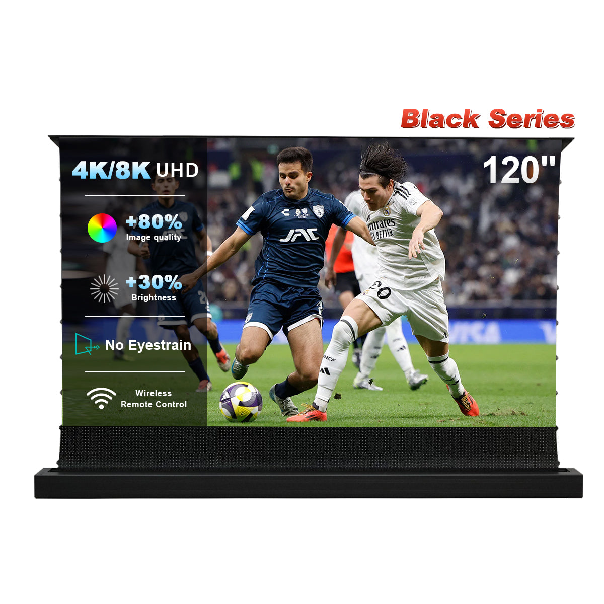 84''-130'' Nothing Projector Black Series Motorisé Motorisé Du Sol Écran Pour un Long Lancer Vidéoprojecteurs