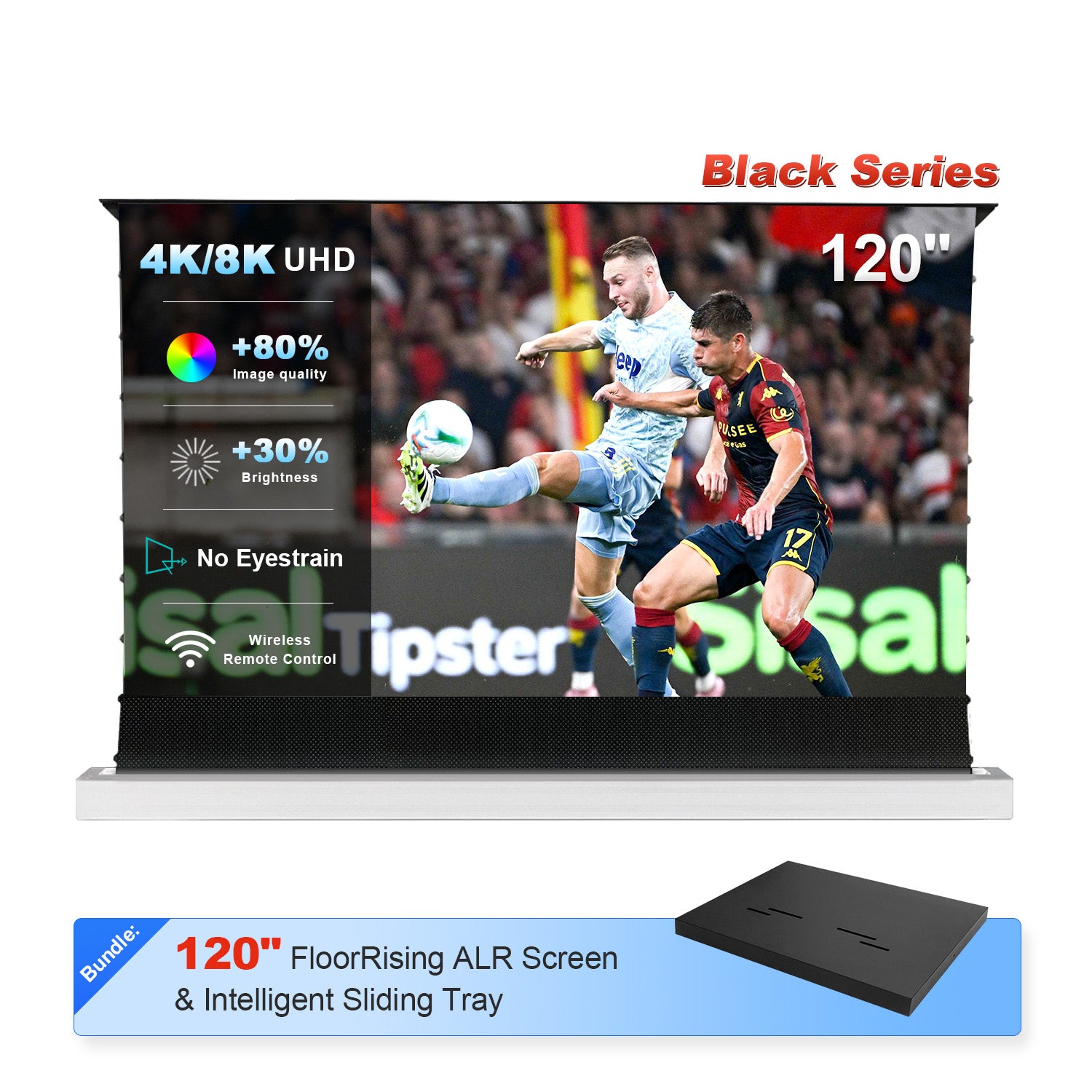 120" NP Black Series ALR Motorized Floor Rising Screen + Intelligent Sliding Tray (Bundle)
