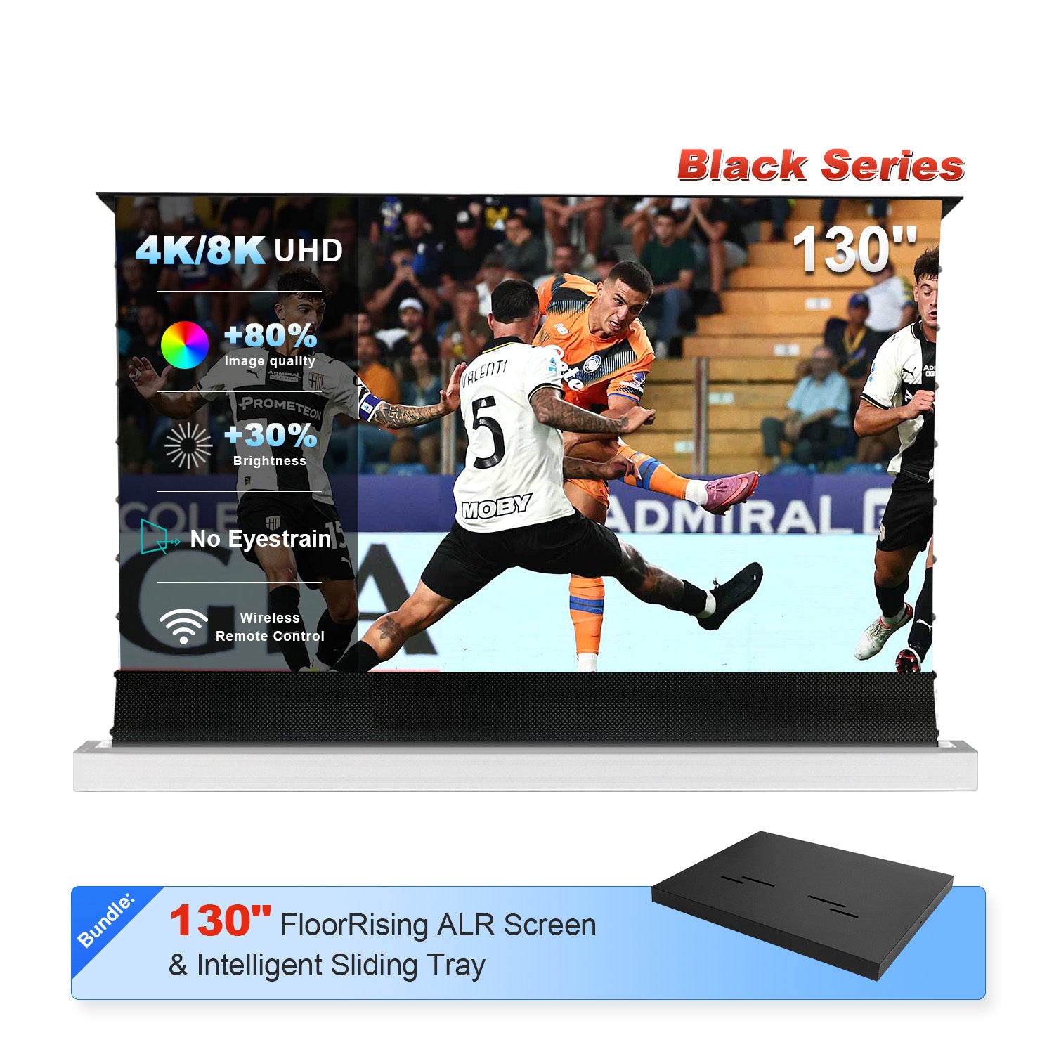 130" NP Black Series ALR Motorized Floor Rising Screen + Intelligent Sliding Tray (Bundle)