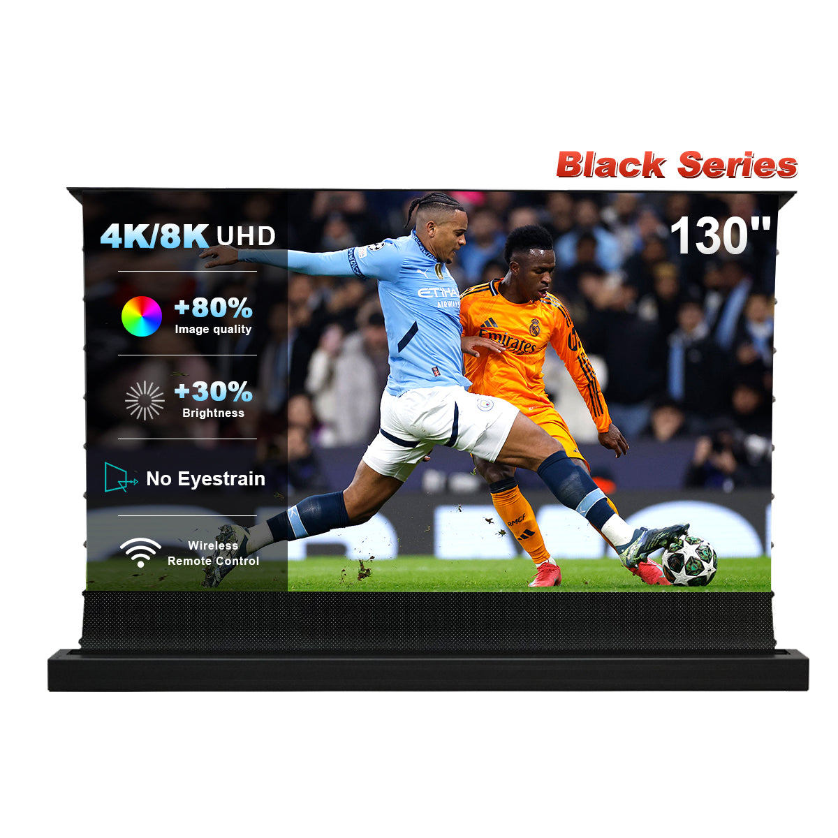 84''-130'' Nothing Projector Black Series Motorisé Motorisé Du Sol Écran Pour un Long Lancer Vidéoprojecteurs