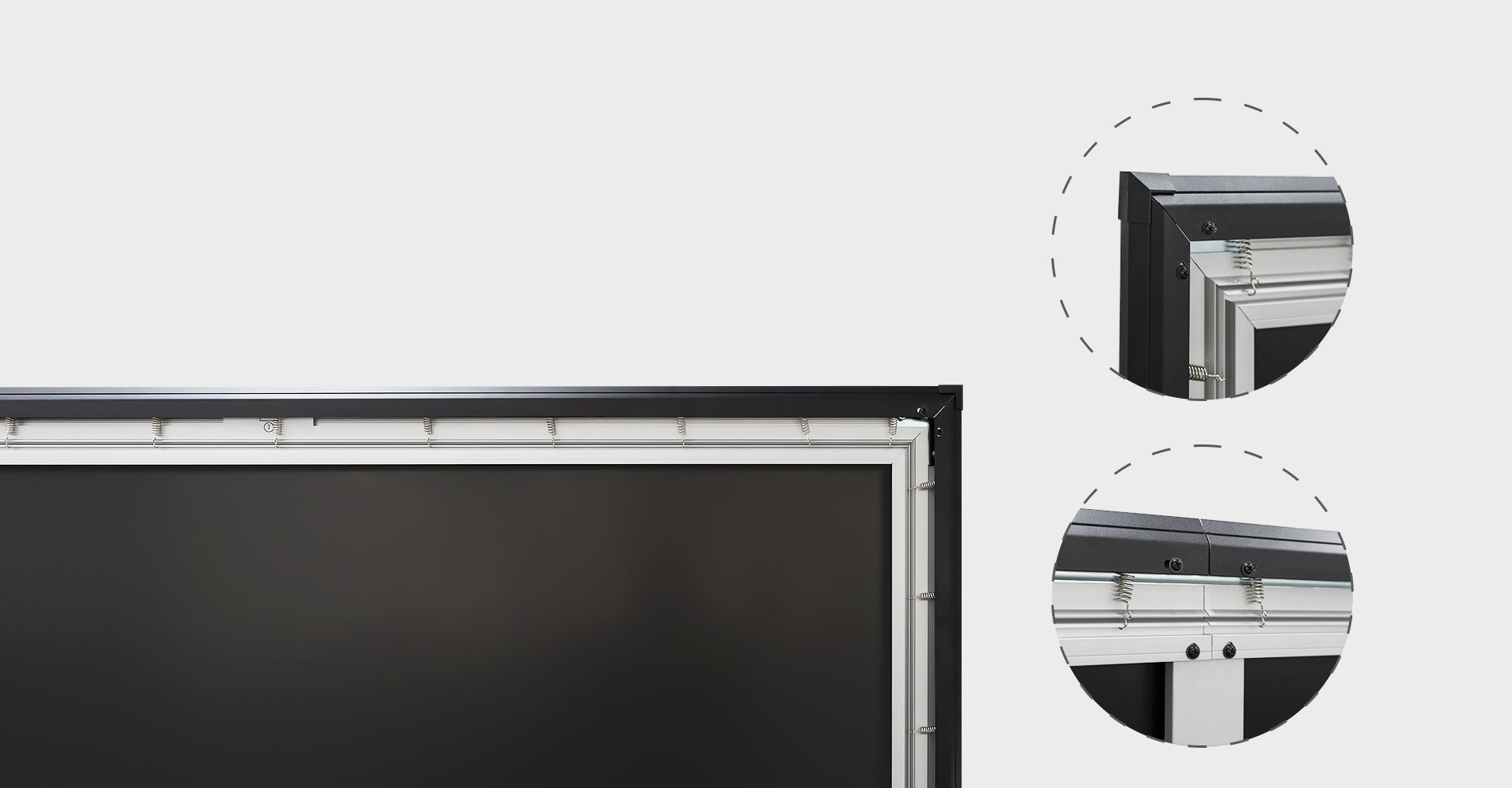 NothingProjector 132-inch seamless ALR screen featuring a frosted textured aluminum frame for durability and long-lasting use.