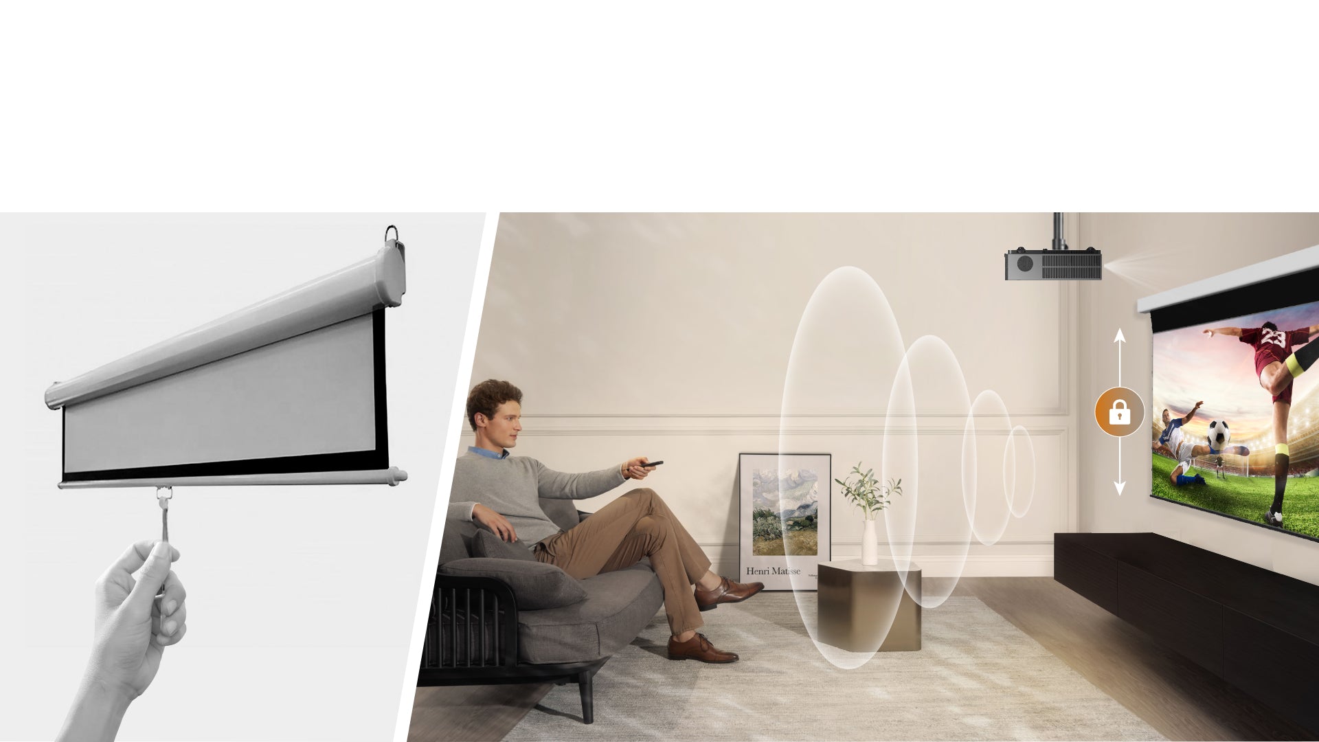 NP Black Series motorized ALR screen with height adjustment, lock and auto-memory for UST projectors