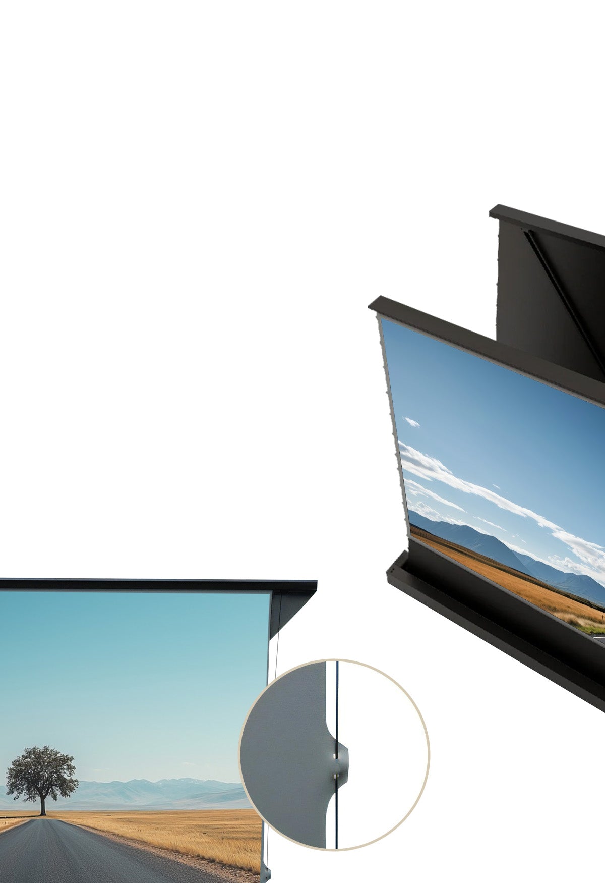 NP Black Series ALR floor rising screen edge threading structure ensures wrinkle-free projection surfaces for ultra-smooth visuals in movies, gaming, and professional presentations