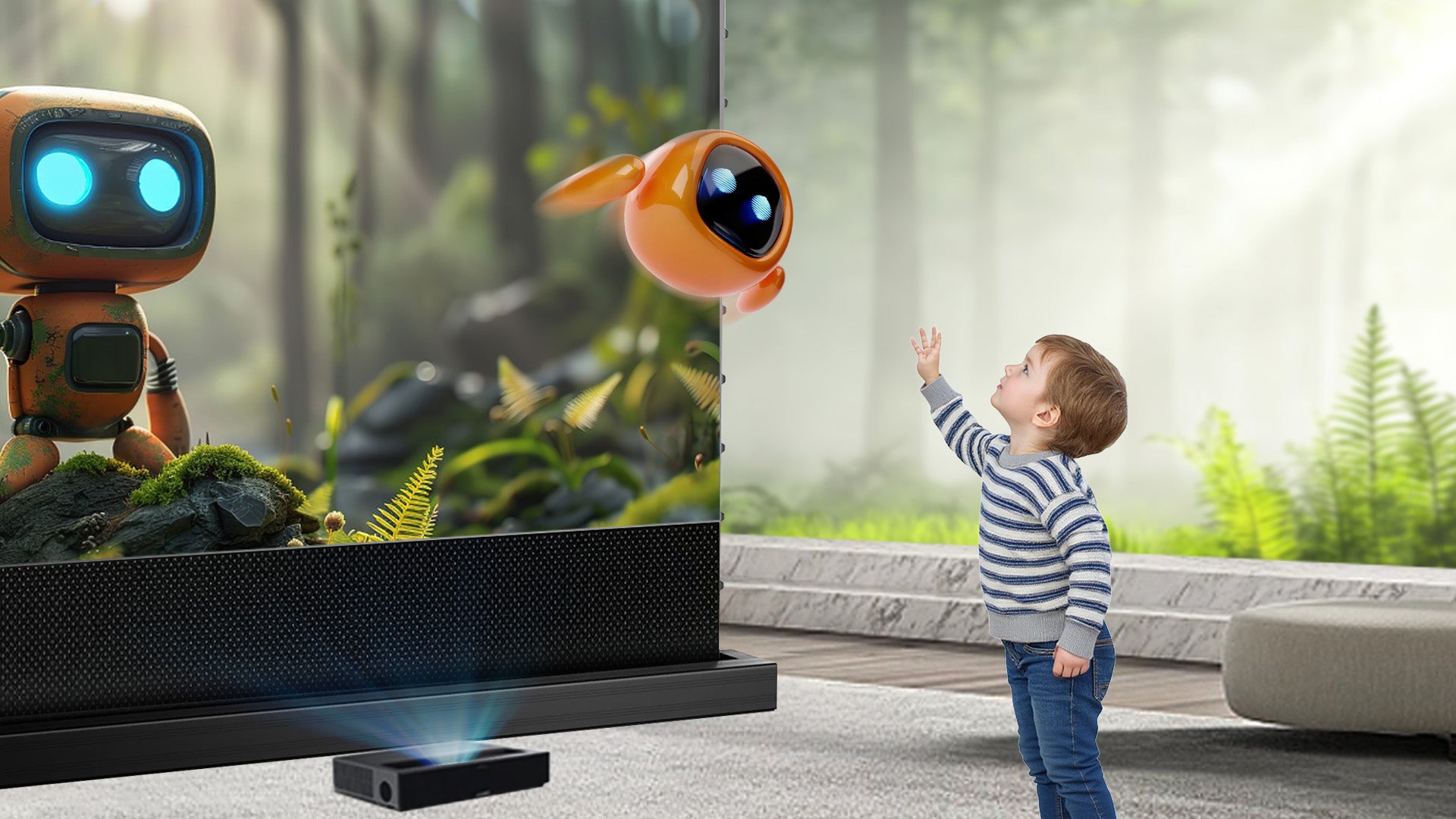 NP Black Series UST Floor Rising Screen with diffuse reflection technology for reduced eye strain during extended viewing