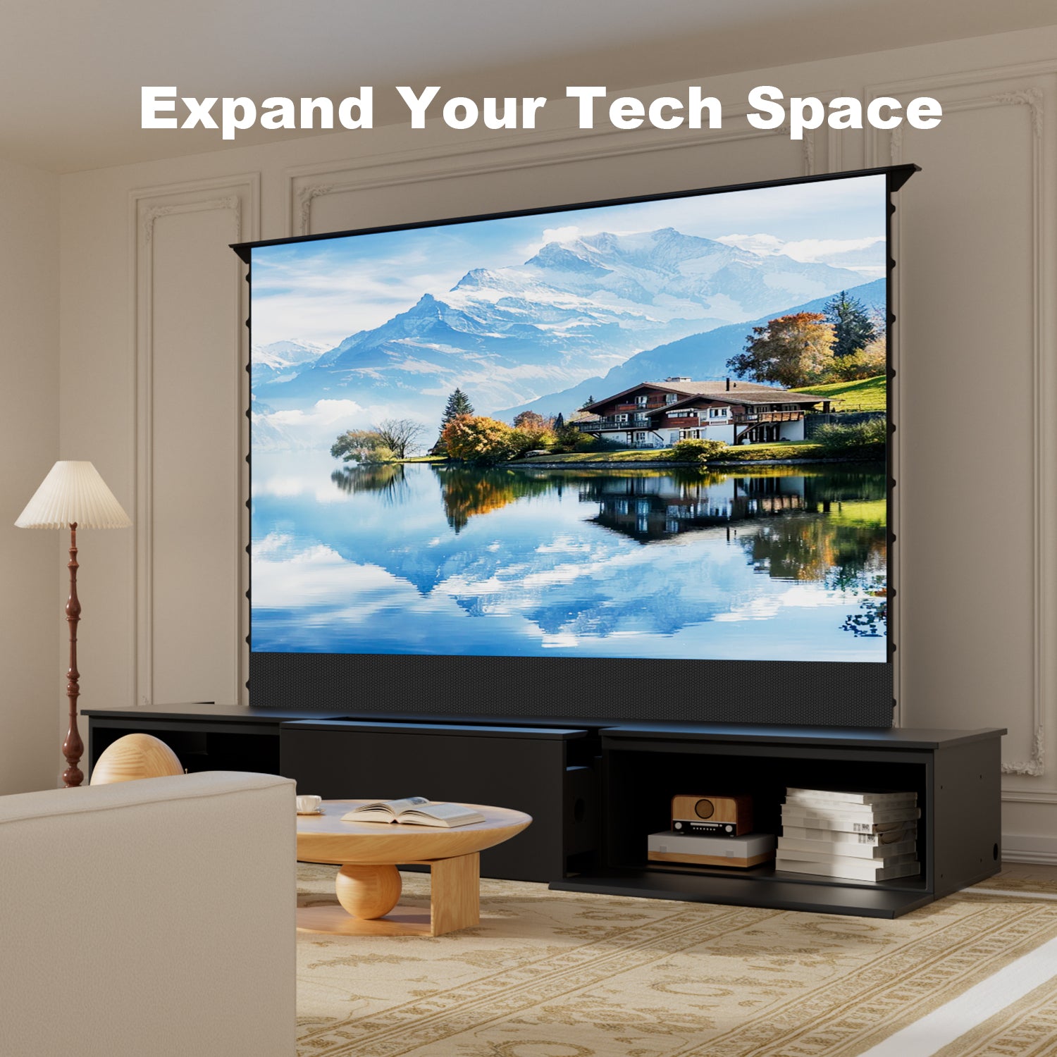 Laser TV Cabinet with Pull-Out Storage Drawer - Spacious Organization for AV Equipment & Routers