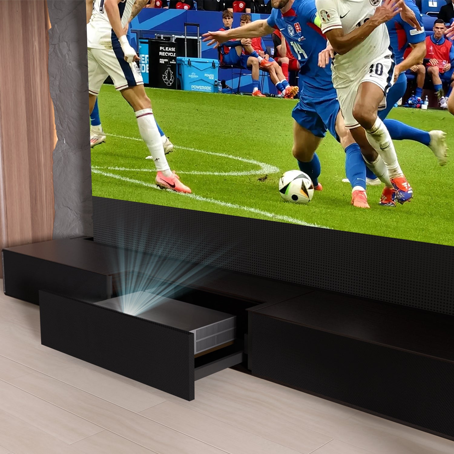 Shore Wood Grain TV Cabinet for Ultra Short Throw Projector (Pre-Assembled)