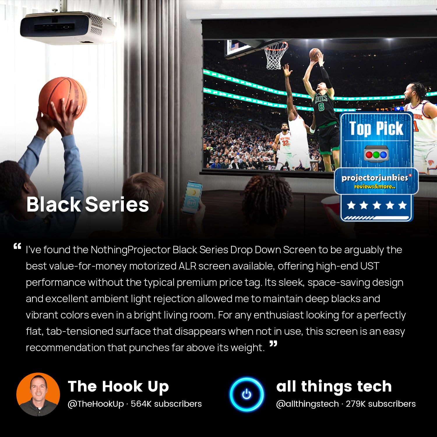 The Hook Up Reviews NothingProjector Black Series Motorized ALR Screen as Top Pick Best Value for Money UST Projector Screen