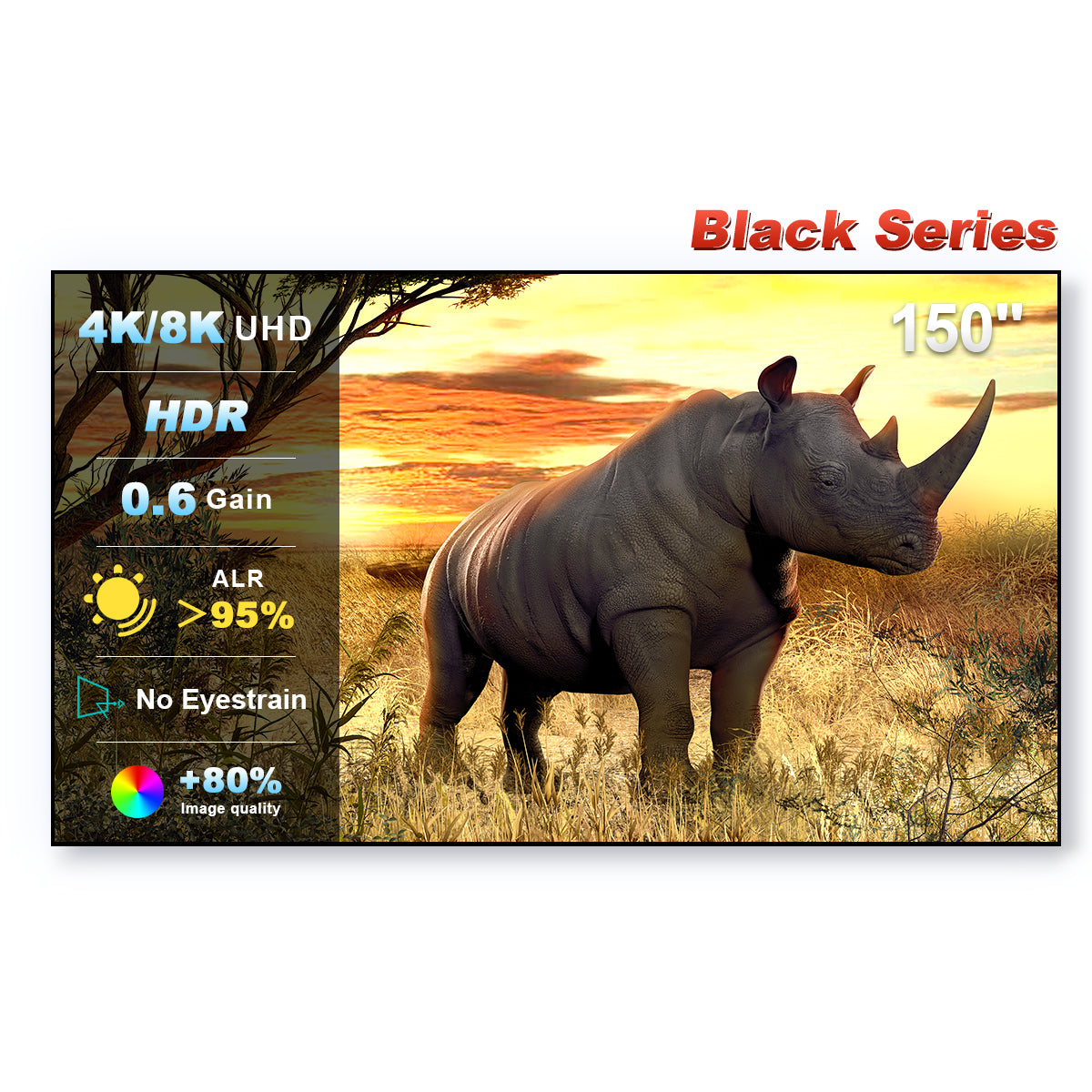 150 Pouce Nothing Projector Black Series Crystal Pet Lenticulaire Écran