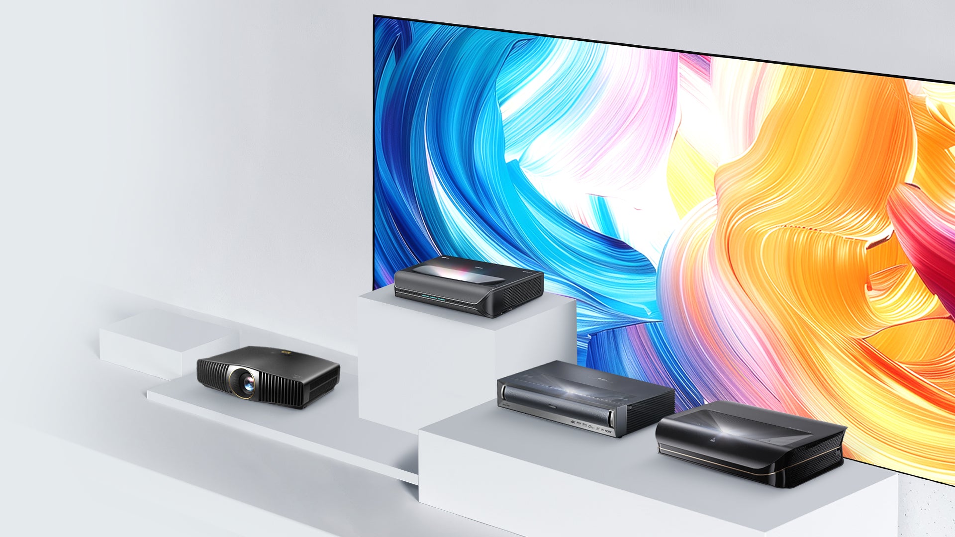 Universal UST projector screen compatible with Hisense, AWOL, BenQ, and major brands for cinema-quality home theater.