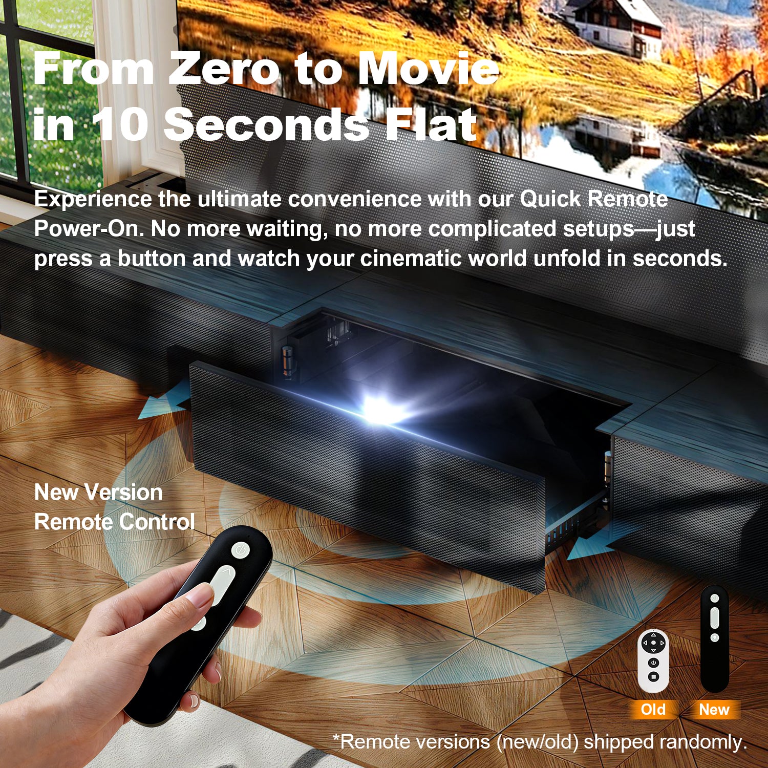 Shore Wood Grain TV Cabinet for Ultra Short Throw Projector (Pre-Assembled)