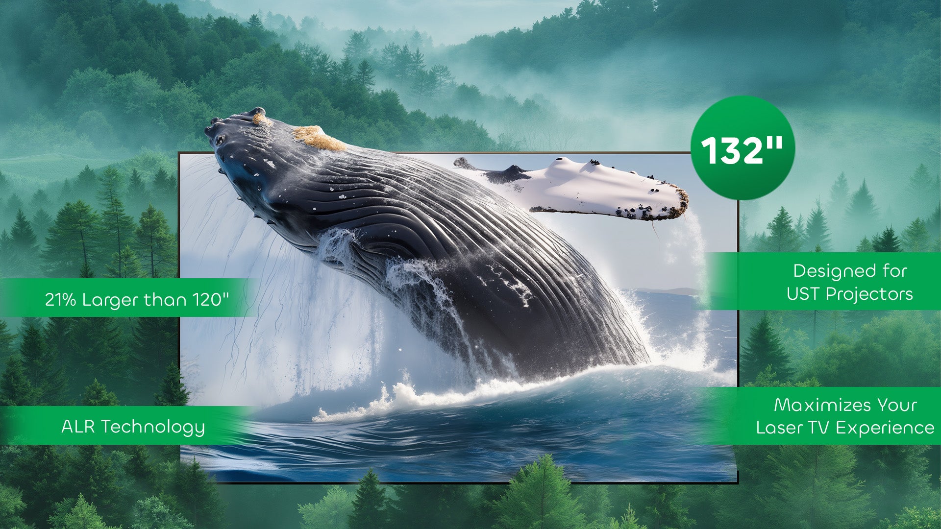 NP 132" ALR UST Screen brings your living room to life with breathtaking cinema visuals.