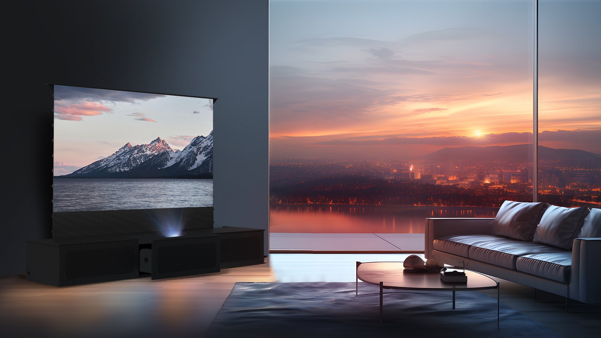 RolaTV Automated Laser TV Cabinet with One-Touch Cinema Mode for Cinematic Experience