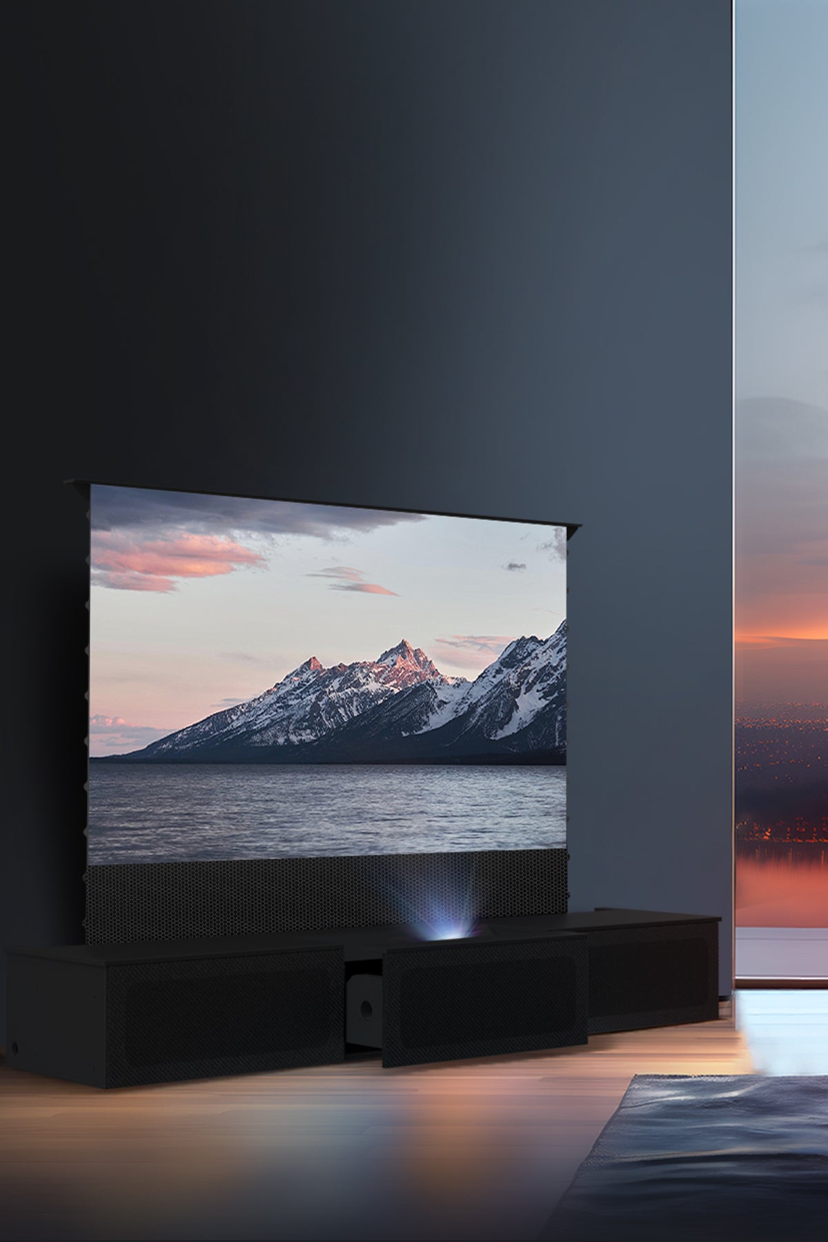 RolaTV Automated Laser TV Cabinet with One-Touch Cinema Mode for Cinematic Experience