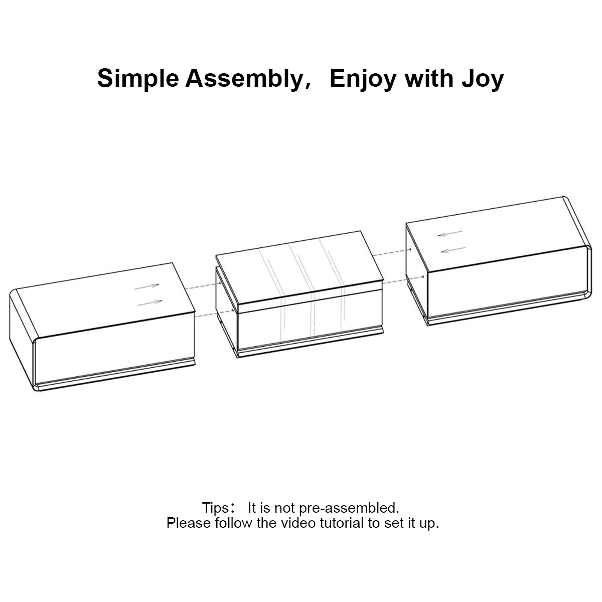 Nothingprojector flat-pack laser TV cabinet is composed of three major parts.