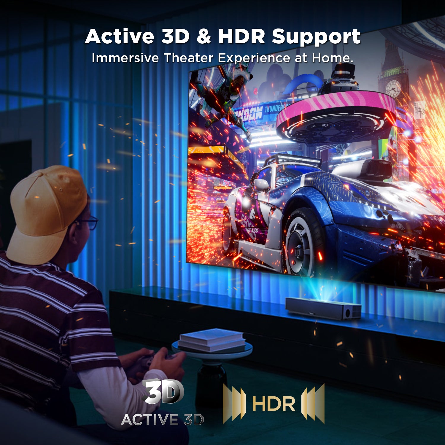 ALR UST screen with HDR and Active 3D for home theater.