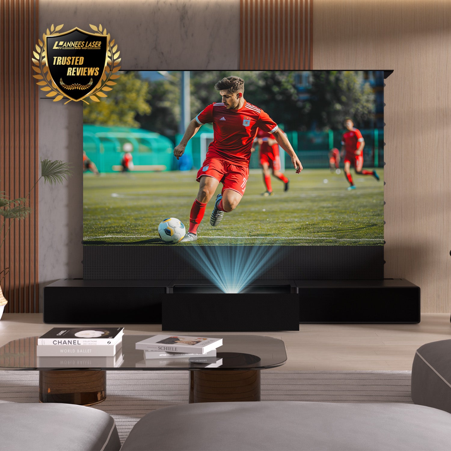 Fully Assembled Shore Modern Matte UST Projector TV Stand Meuble Laser TV for Nothing Projector Setup