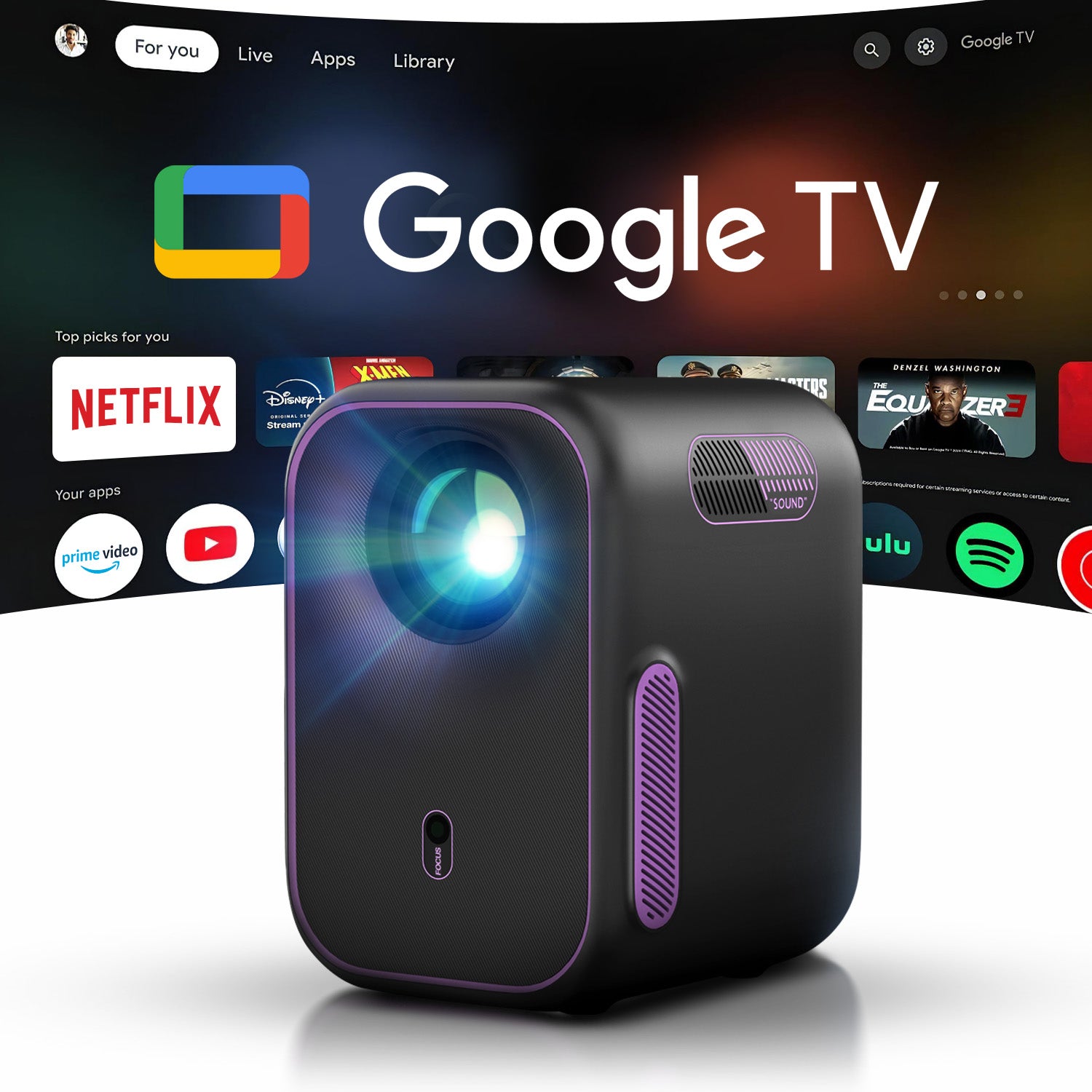 NothingProjector Une LED intelligente 1080p Vidéoprojecteur avec Google TV et Netflix