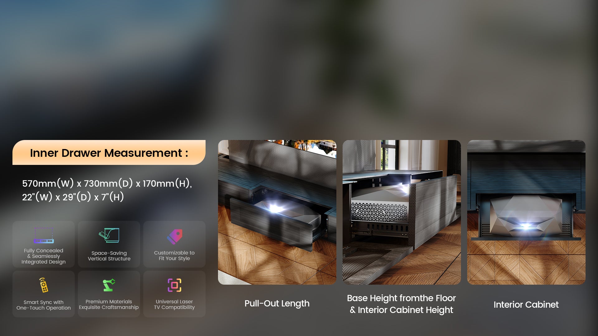 Shore UST Projector Cabinet with Stealth Movement Precision Control 30kg Load Motorized Lift Fits 99% of Market Projectors