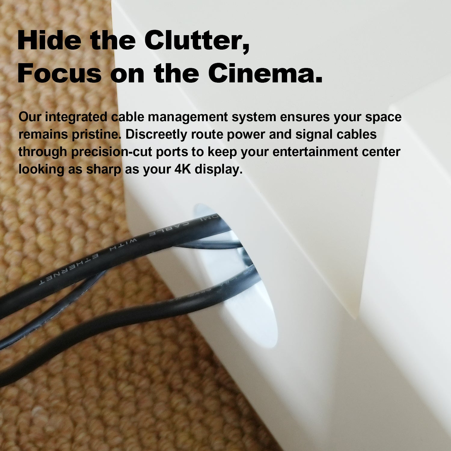 Shore Rolatv White UST Projector Cabinet with Integrated Cable Management Precision Cut Ports