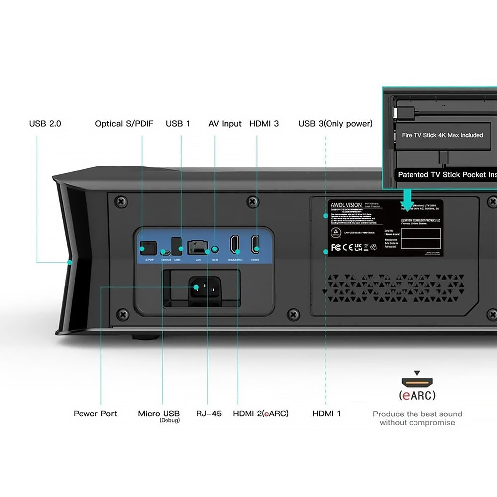 Awol vision ltv-3500 Pro 4K ultra courte focale Laser Vidéoprojecteur 3500 lumens