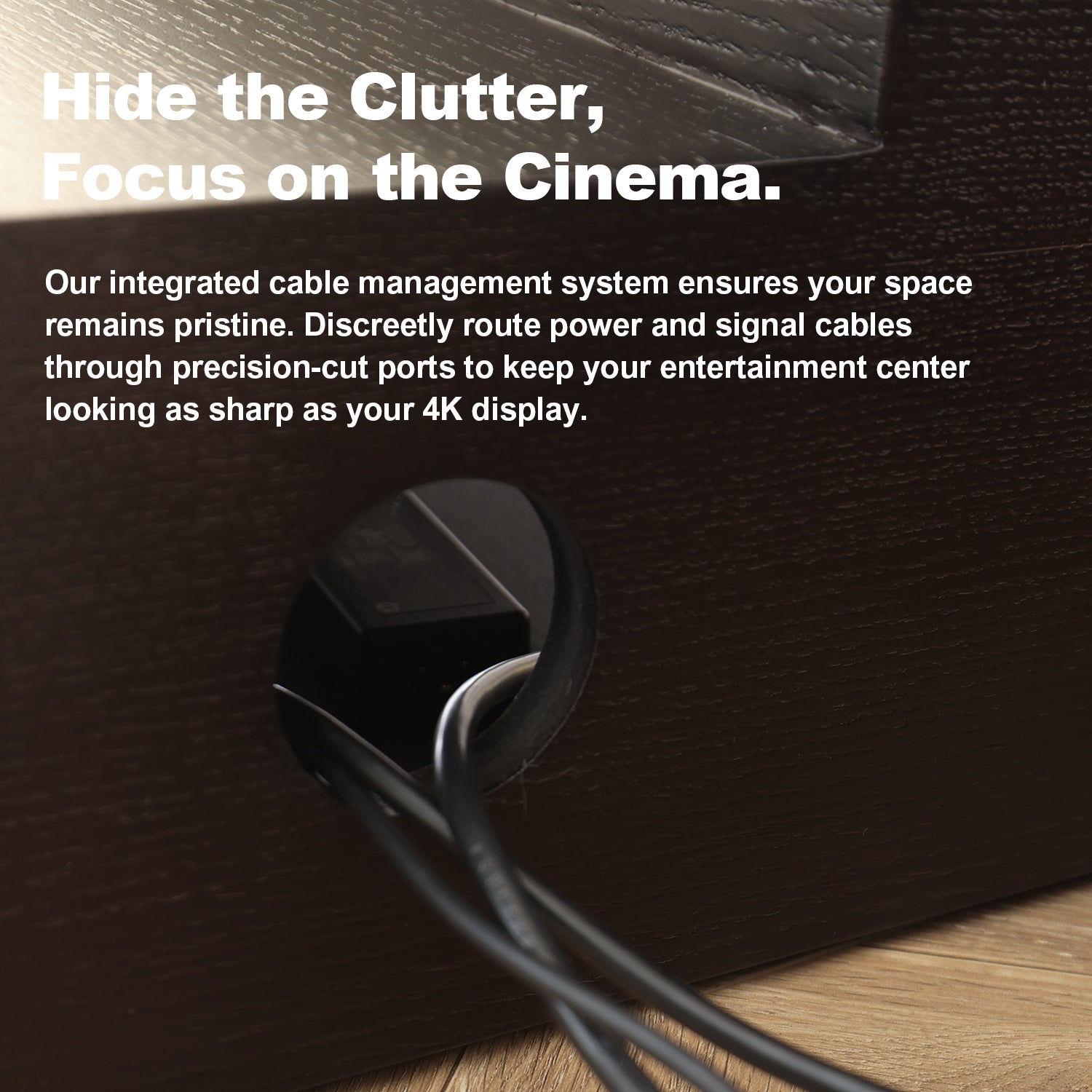 Shore Meuble Laser TV Integrated Cable Management System Hide Clutter Focus on Cinema