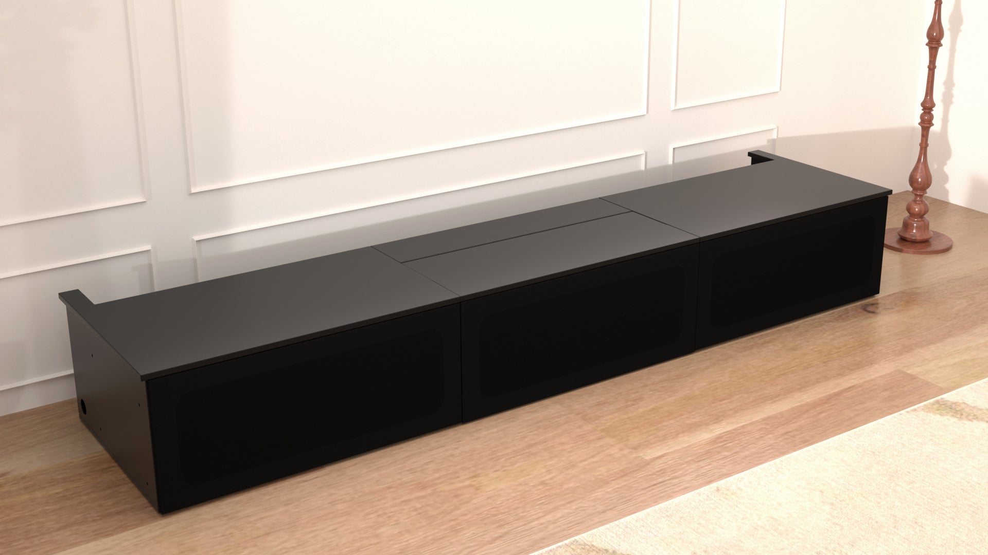 Flat-Pack Laser TV Cabinet with Motorized Vented Drawer & Quiet-Close Door - Reinforced 25kg Capacity for Home Theater Organization