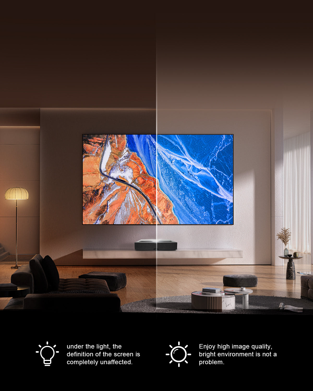 NP Classic PET Crystal ALR Screen ensures vivid daylight viewing for BenQ V5000i UST projectors without darkening rooms