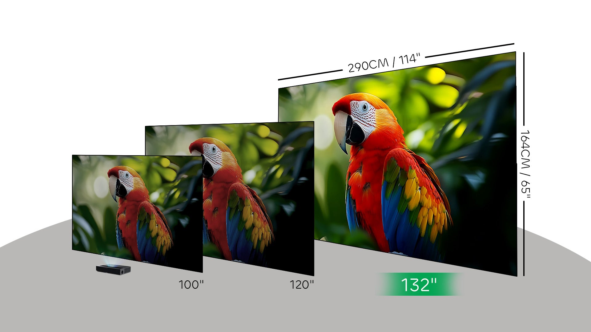 Nothingprojector 132" seamless ALR UST screen, the largest on the market, delivers an expansive and uninterrupted viewing experience beyond 120".