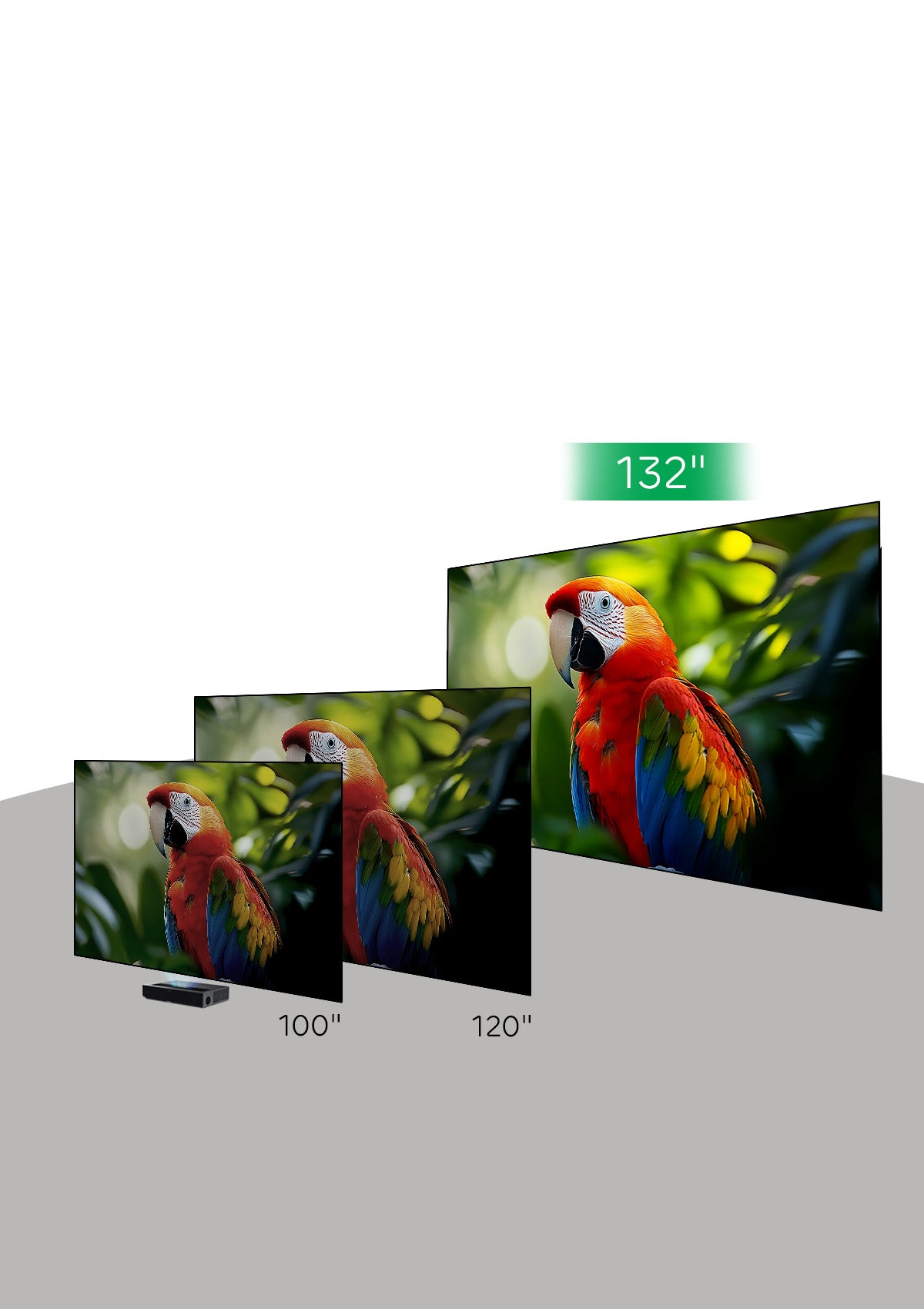 Nothingprojector 132" seamless ALR UST screen, the largest on the market, delivers an expansive and uninterrupted viewing experience beyond 120".